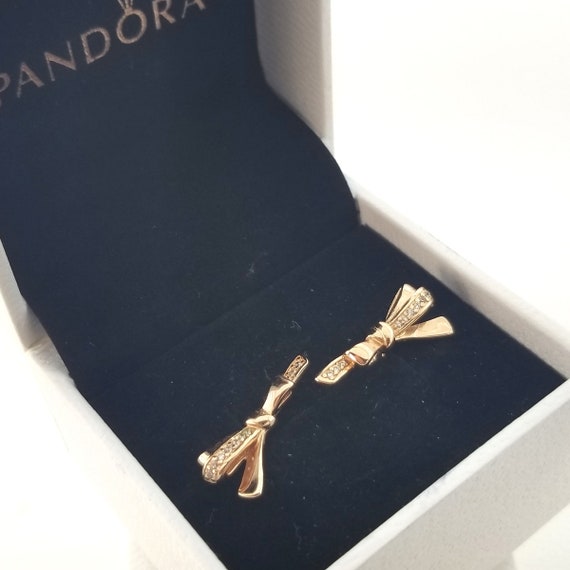 New Pandora Rose Brilliant Bow Stud 