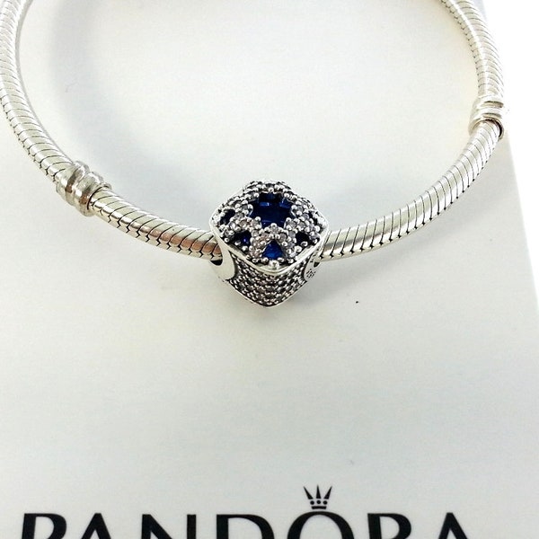 New Sterling Silver Glacial Beauty, Swiss Blue Charm For Pandora Bracelet # 796360NSB w/Box