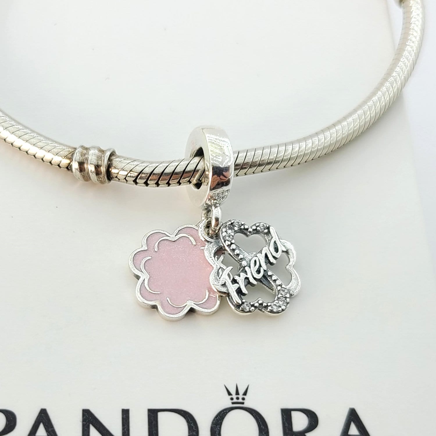 Pandora 792245C01 Four-leaf Clover Friendship Double Dangle Charm