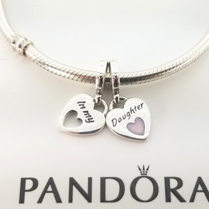 New Sterling silver Double Heart Split Dangle Charm For Pandora Bracelet # 799187C01 w/Box