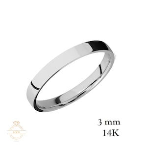 14 kt witgouden 3 mm platte trouwringring HOOGGEPOLIJST - Comfortabele pasvorm - Massief gouden ring - Dames trouwring - Gratis gravure