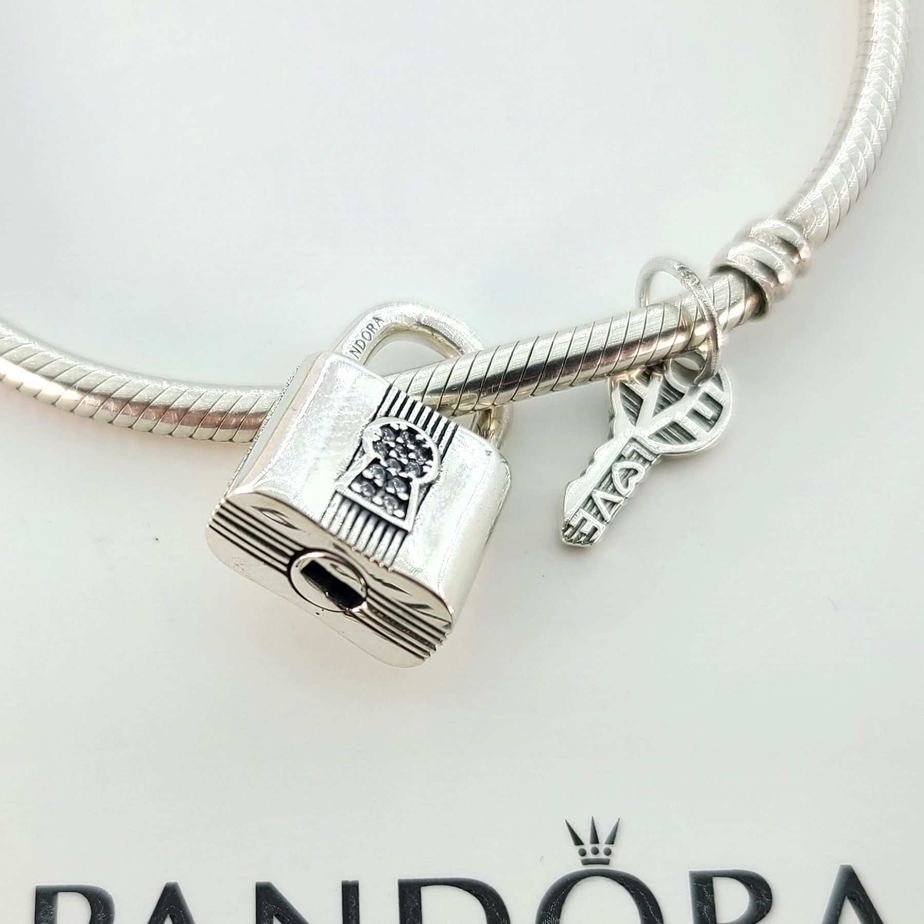 New Sterling Silver Padlock and Key 