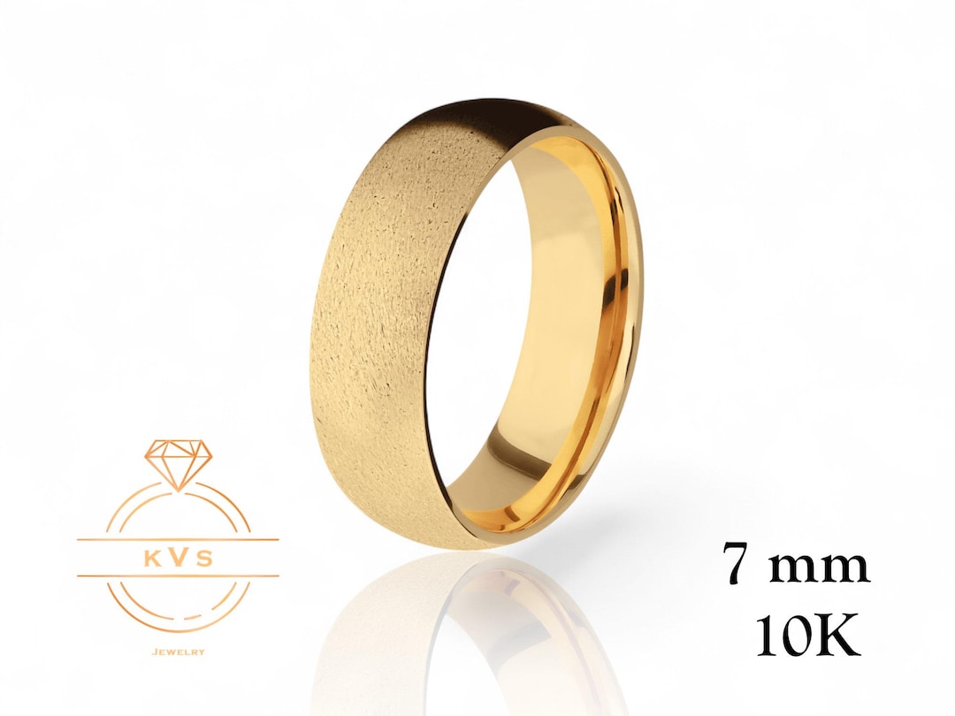 10K Yellow Gold 7mm LOW DOME Wedding Band Ring - Comfort Fit