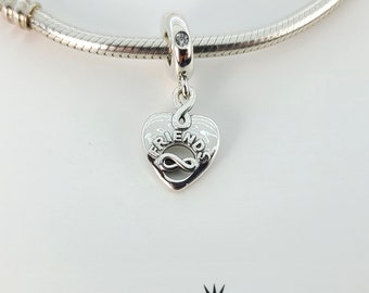 New Sterling Silver Friends Forever Heart Dangle Charm For Pandora Bracelet # 799294C01 w/Box