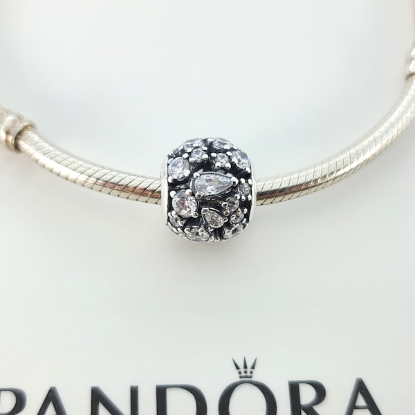 New Sterling Silver Sparkling Round Openwork Charm For Pandora Bracelet # 799225C01 w/Box