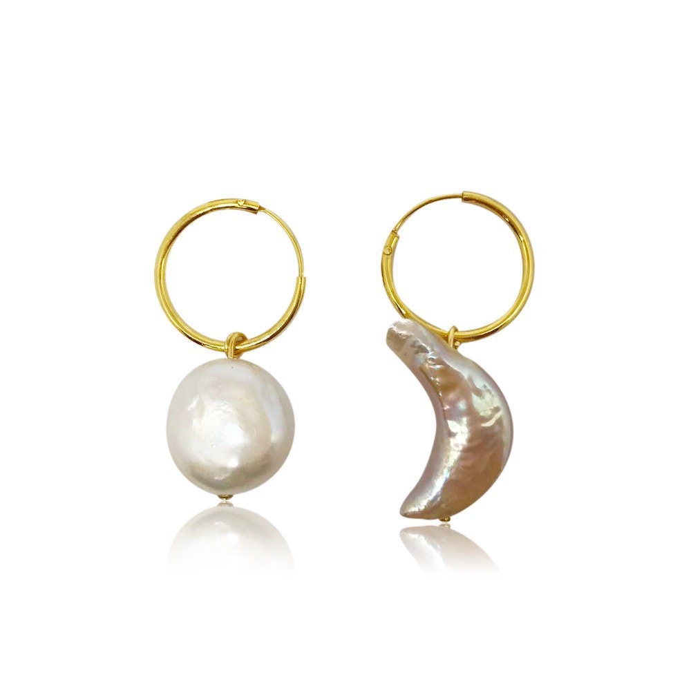 natural freshwater pearl drop earrings invisible clip on earrings Baroque pearl huggie clip on earrings Gift for her