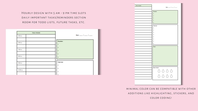 D1 Daily Planner Printable PDF Download A4, A5, US Letter green - Etsy