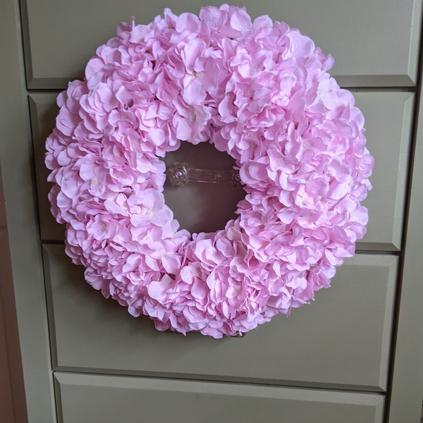 Pink Hydrangea Wreath, Spring- Summer Wreath, Baby Shower Wreath, Girls Room Decor, Nursery Wreath, Hospital Room Wreath, Welcome Baby Home