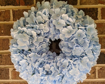 Blue hydrangea Wreath, Spring-Summer Wreaths, Baby shower Wreath, Boys room decor, Nursery Wreath, Hospital Room Wreath, Welcome Baby Home
