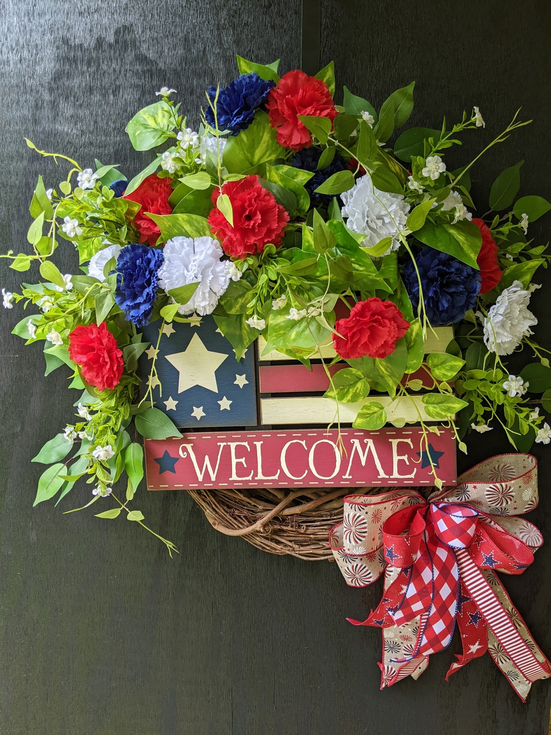Patriotic Door Wreath, Wreath, Americana Wreath, Summer Wreath