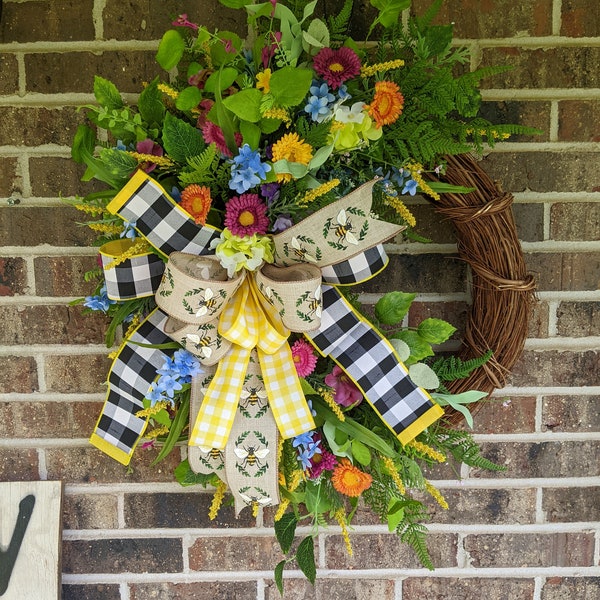 Gorgeous Spring Wildflower Wreath, Southern Charm Style, Extra Large Front Door Wreath, Farmhouse Wreath, Cottage Wreath, Spring Wreath