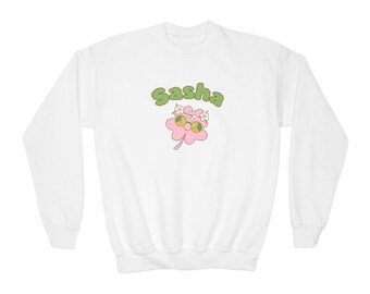 Vintage Sassy Kitten Valentine Youth Crewneck Sweatshirt | Retro Cat Valentine