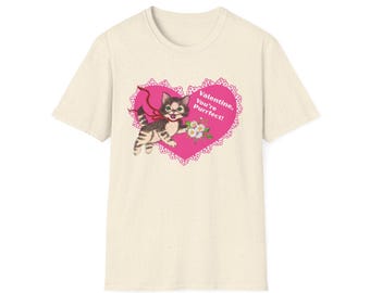 Valentine Kitty Heart T-Shirt | Cute Cat with Flowers Vintage