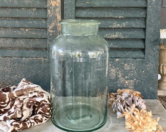 Vintage Green Tint Glass Jar