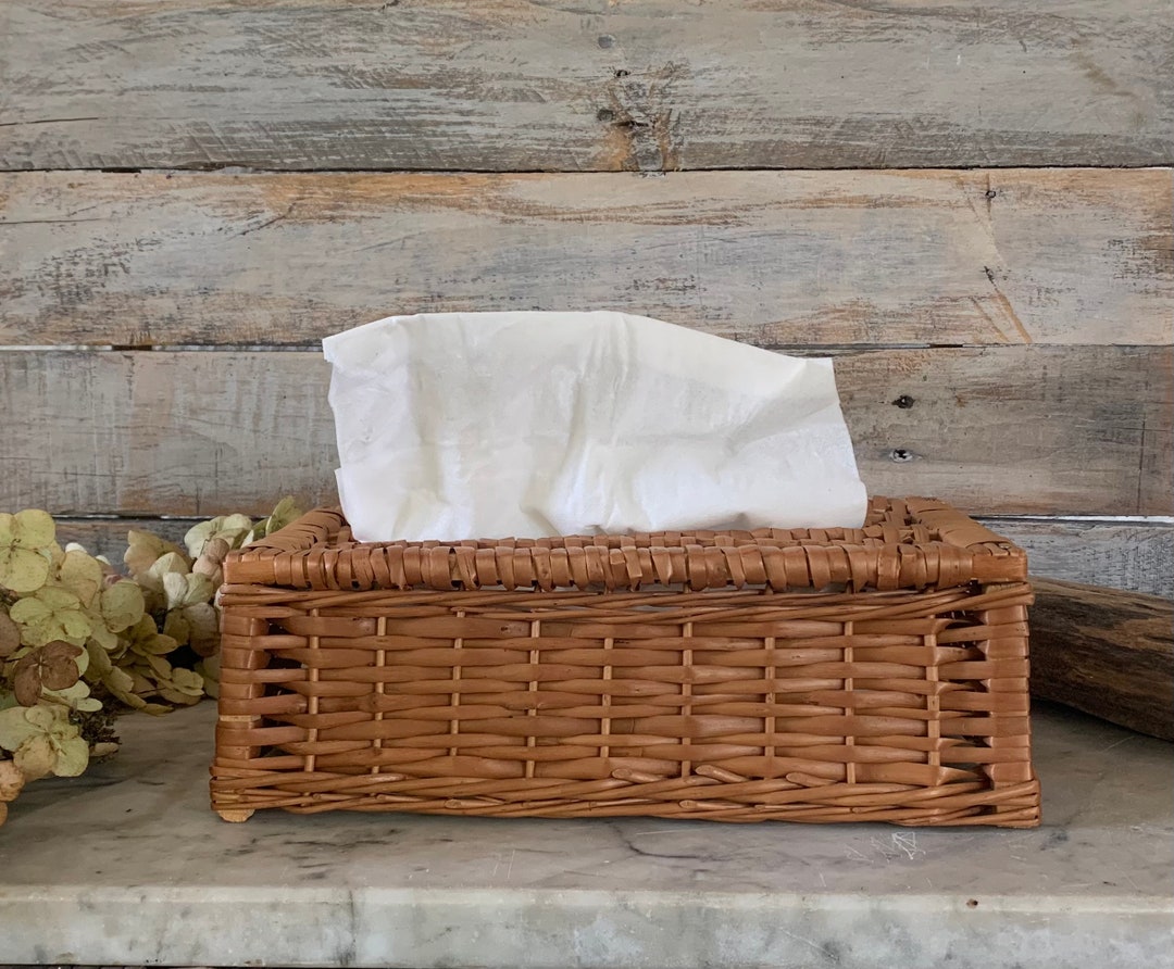 Vintage Wicker Tissue Holder Etsy