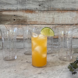 Set of 5 Etched Embossed Glasses