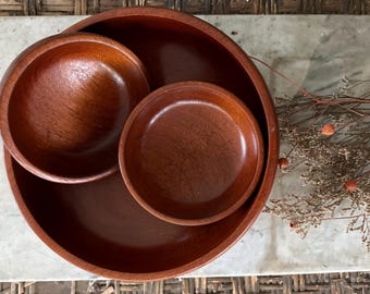Vintage Wooden Salad Bowl Set