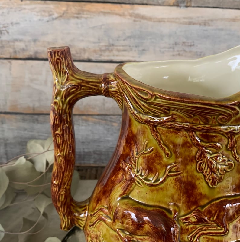 Tree Colorful Pitcher Vintage Ceramic Pitcher Hunt Scene - Etsy