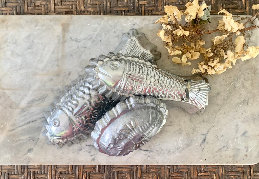 Tin Fish and Crawfish Molds Etsy