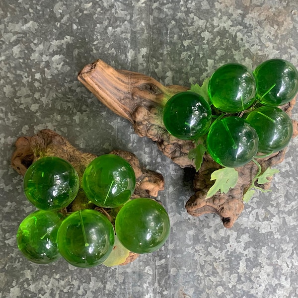 MCM Lucite Grapes on Driftwood