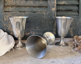 Set of 3 Stieff Pewter Goblets