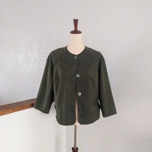1960s Dark Green Jacket - Womens Size M / L Boxy Four Button Blazer - Koret of California Koratron