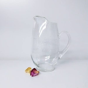 Etched Glass Ship Pitcher - Nautical Glass Pitcher - Large Water PItcher - Nautical Ship and Birds Pitcher