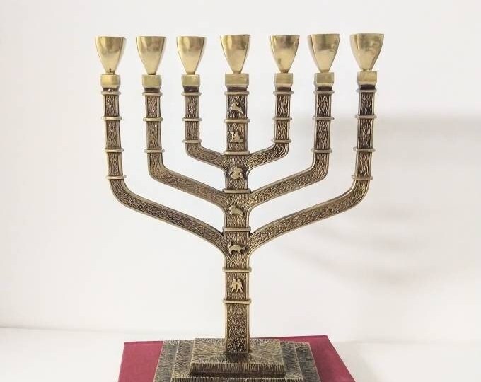Vintage Menorah With Zodiac Signs Brass Seven Branch Menorah With ...