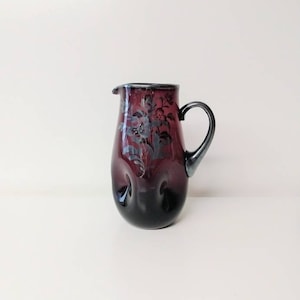 Vintage Purple Glass Pitcher with Silver Overlay - Hand Blown Floral Glass Pitcher - Elegant Vintage Home Decor - Amethyst Glass