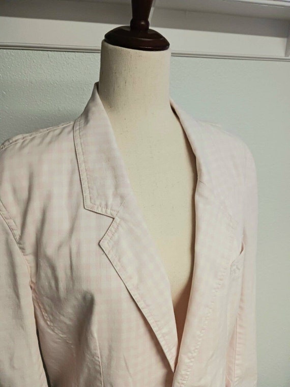 Vintage Pink Gingham Unstructured Blazer - Womens… - image 4