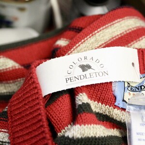 Vintage Pendleton Striped Cotton Sweater Vest - Womens Size Medium Button Front Knit Top image 6