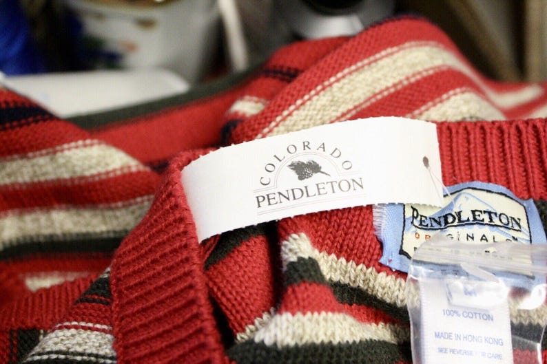 Vintage Pendleton Striped Cotton Sweater Vest - Womens Size Medium Button Front Knit Top image 6