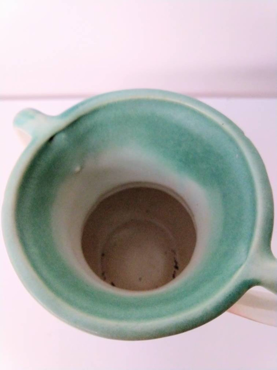 Vintage Two Handled Vase Small Green and Brown Vase Boho Etsy