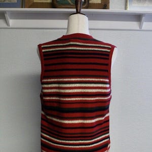 Vintage Pendleton Striped Cotton Sweater Vest - Womens Size Medium Button Front Knit Top image 3