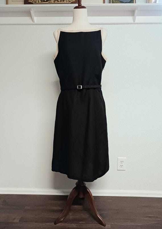 Vintage Eddie Bauer Linen Blend Dress Womens 14 Black Beige Square Neck Sundress Vintage Eddie Bauer Linen Blend Dress Womens 14 Black Beige Square Neck Sundress