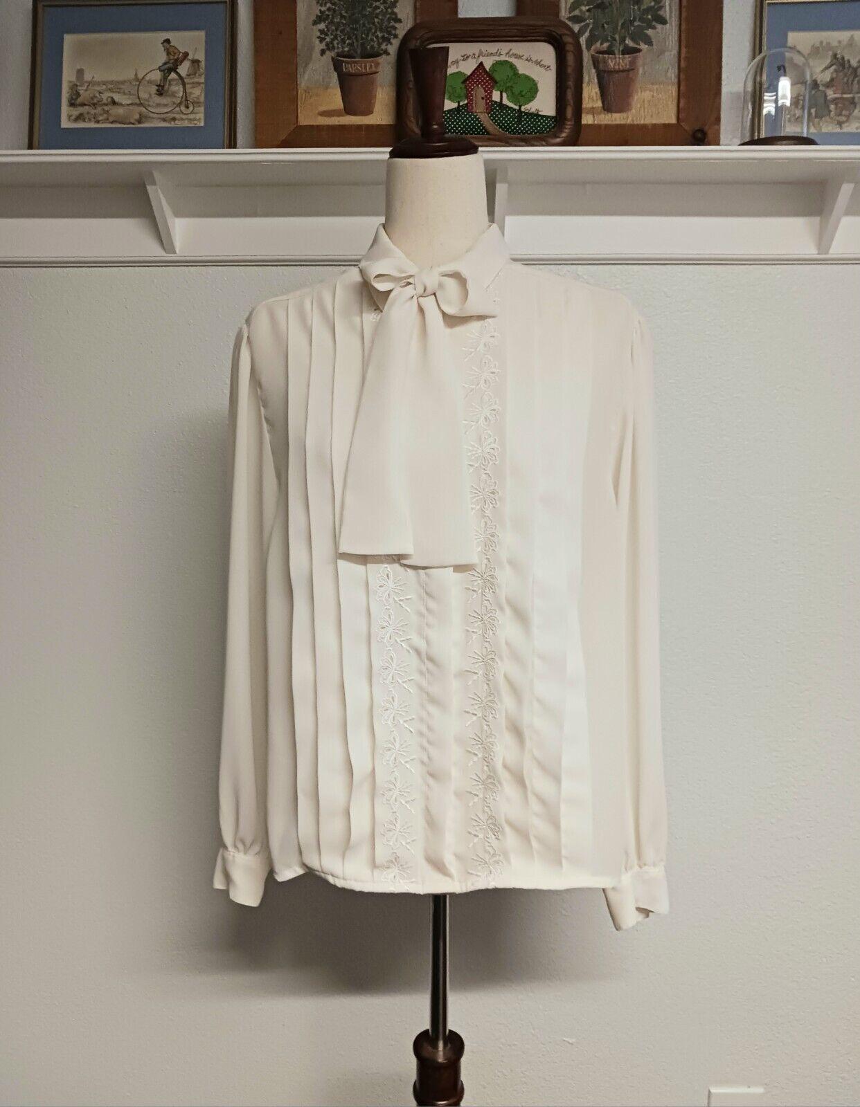 Vintage Karen Scott Sheer Ivory Blouse - Womens Size 12