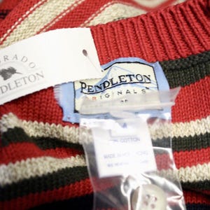 Vintage Pendleton Striped Cotton Sweater Vest - Womens Size Medium Button Front Knit Top image 5
