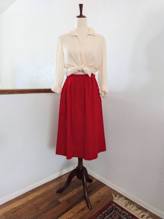 Vintage Red Corduroy Skirt - Womens Vintage Size 7