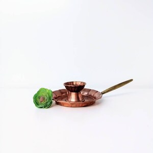 Vintage Copper Candle Holder - Copper Candleholder with Brass Handle - Chamberstick Candle Holder - Brass Decor - Vintage Home Decor