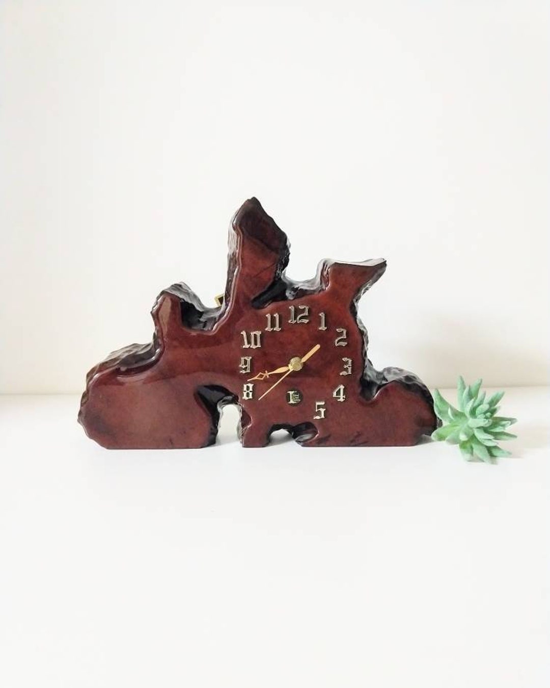 Vintage Live Edge Wood Mantel Clock New Zealand Kauri Wood Etsy