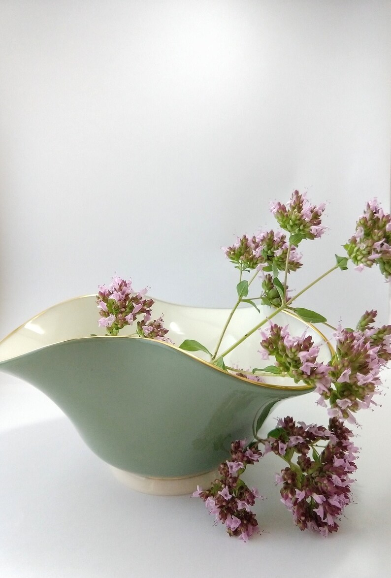 Fine China Candy Dish Replacement China Vintage China Bowl with Fluted Edge Lenox China Bowl Elegant Green Bowl with Gold Trim