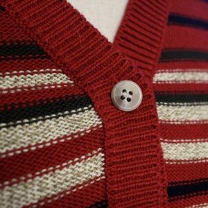 Vintage Pendleton Striped Cotton Sweater Vest - Womens Size Medium Button Front Knit Top image 4