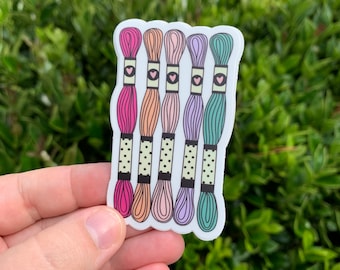 Floss Skein Sticker, Embroidery Floss, Thread, Waterproof Stickers