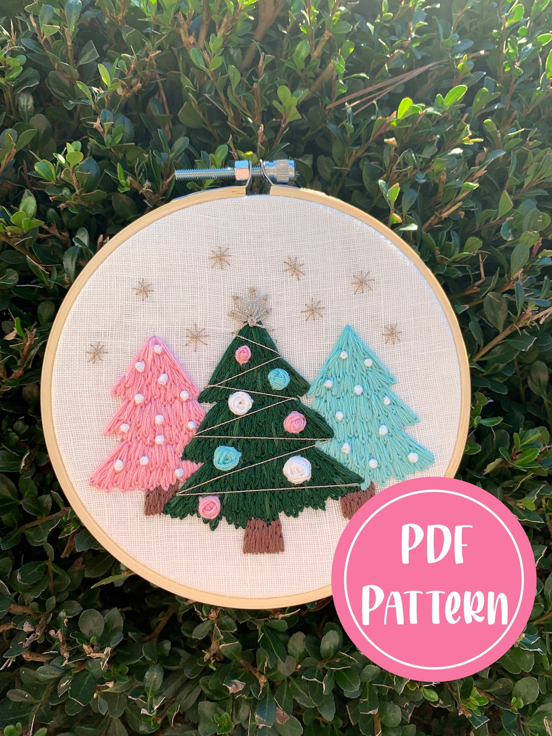 PDF Pattern - Merry & Bright Christmas Trees, Intermediate Embroidery ...
