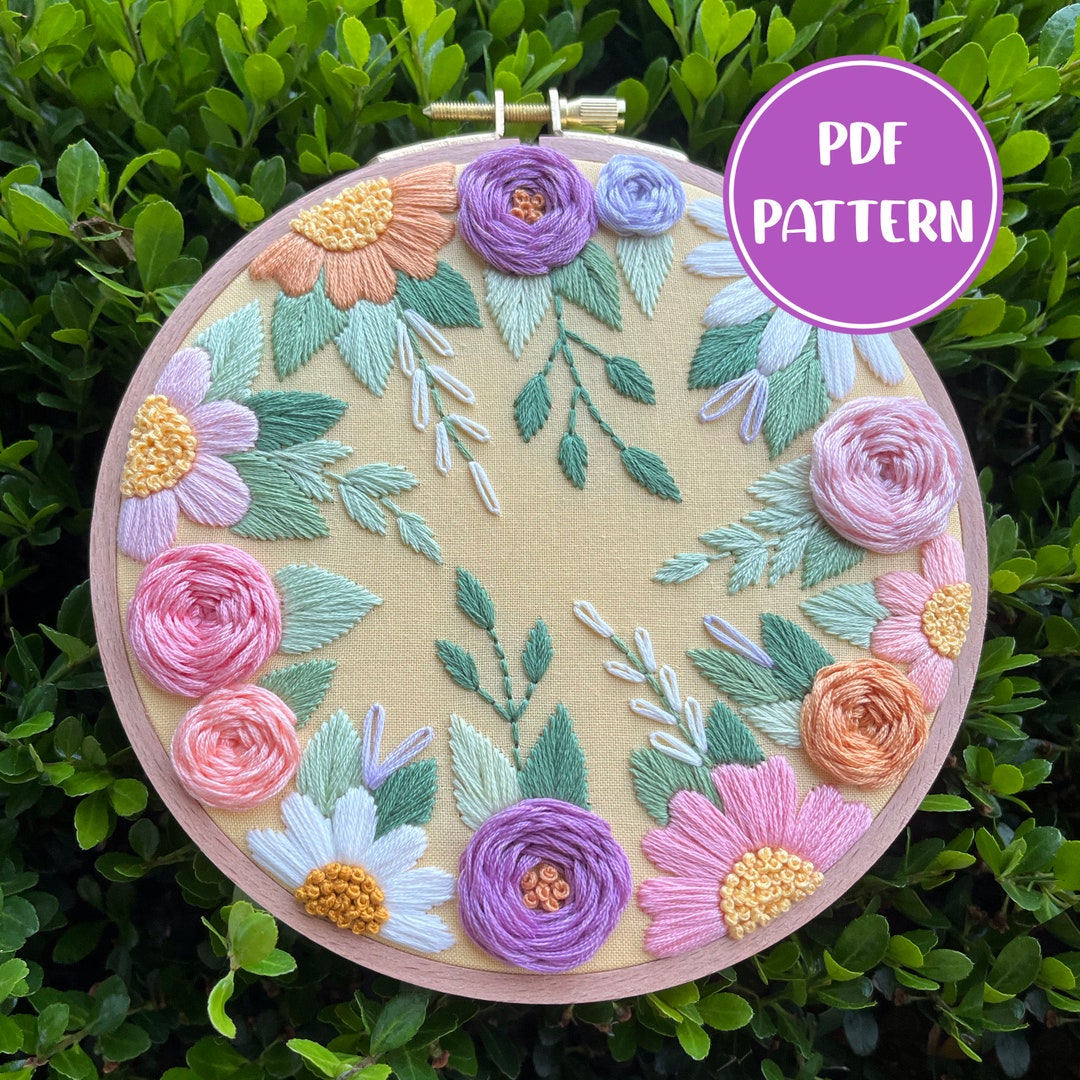View of PDF Pattern - Enchanted Garden, Floral Portal Embroidery, Intermediate ...
