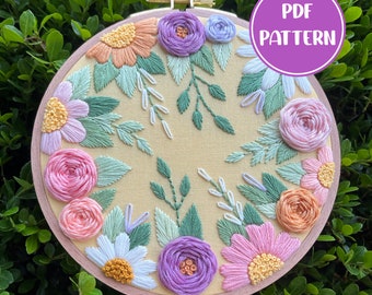 PDF Pattern - Enchanted Garden, Floral Portal Embroidery, Intermediate Embroidery Pattern, DIY Embroidery, Hand Embroidery