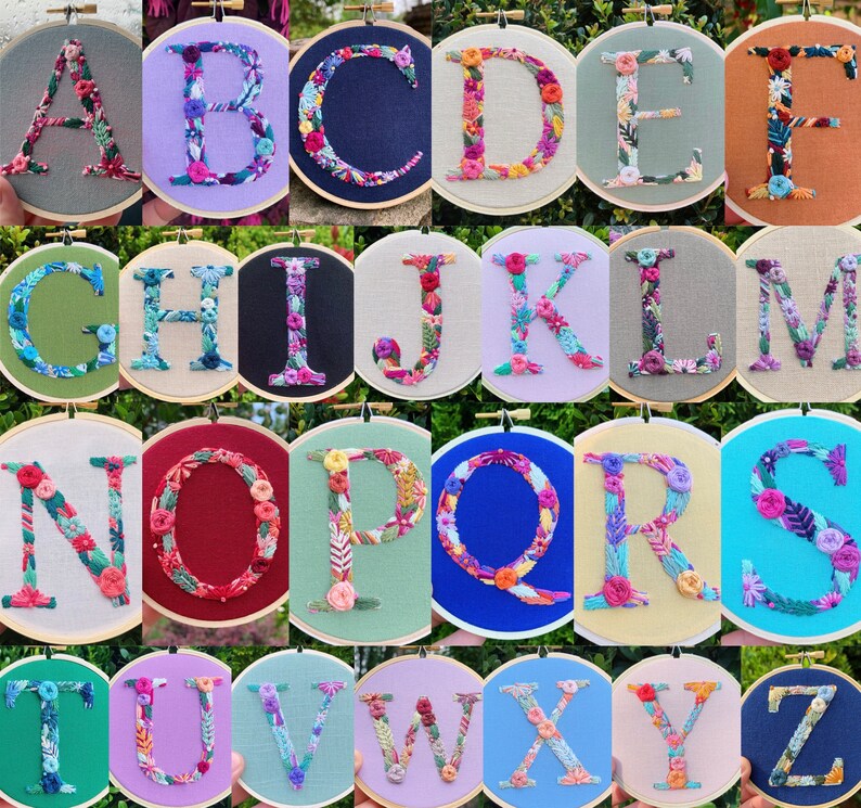 PDF Pattern Letter X Floral Monogram Embroidery Pattern | Etsy