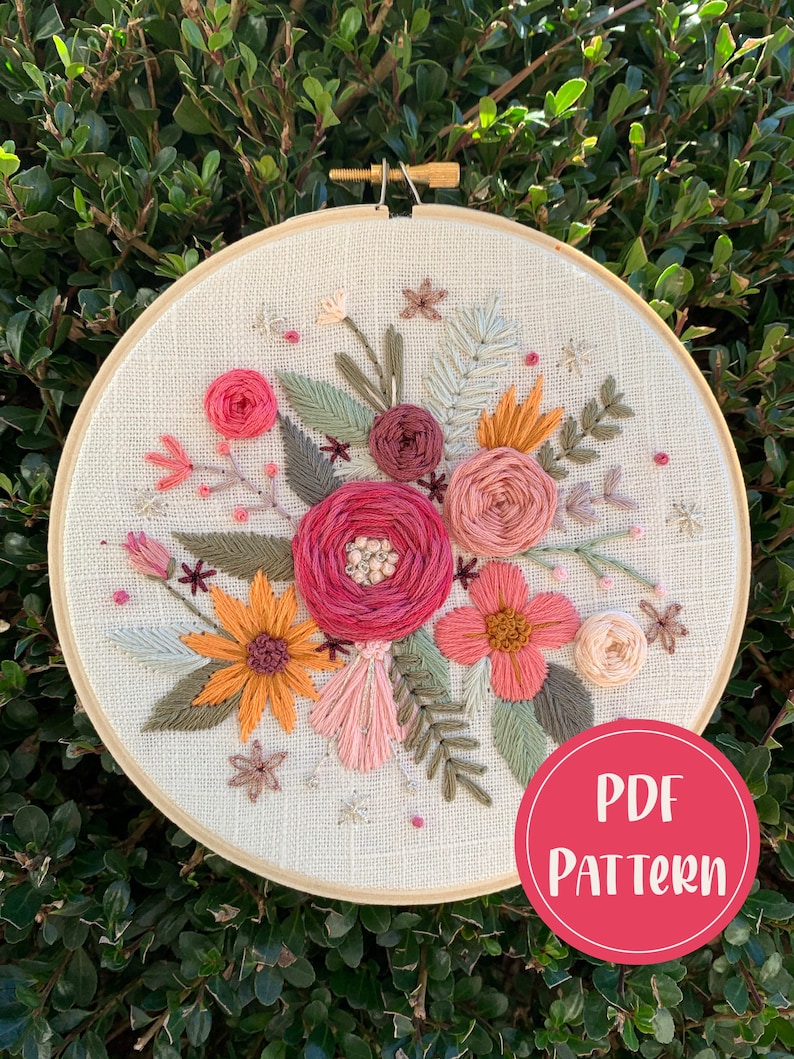 PDF Pattern Heirloom Blooms, Intermediate/Advanced Embroidery, Embroidery Pattern, DIY Embroidery, Hand Embroidery, Floral Embroidery image 1