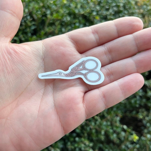 Mini 2” Rose Gold Embroidery Stork Scissors, Vinyl Sticker, Waterproof Stickers