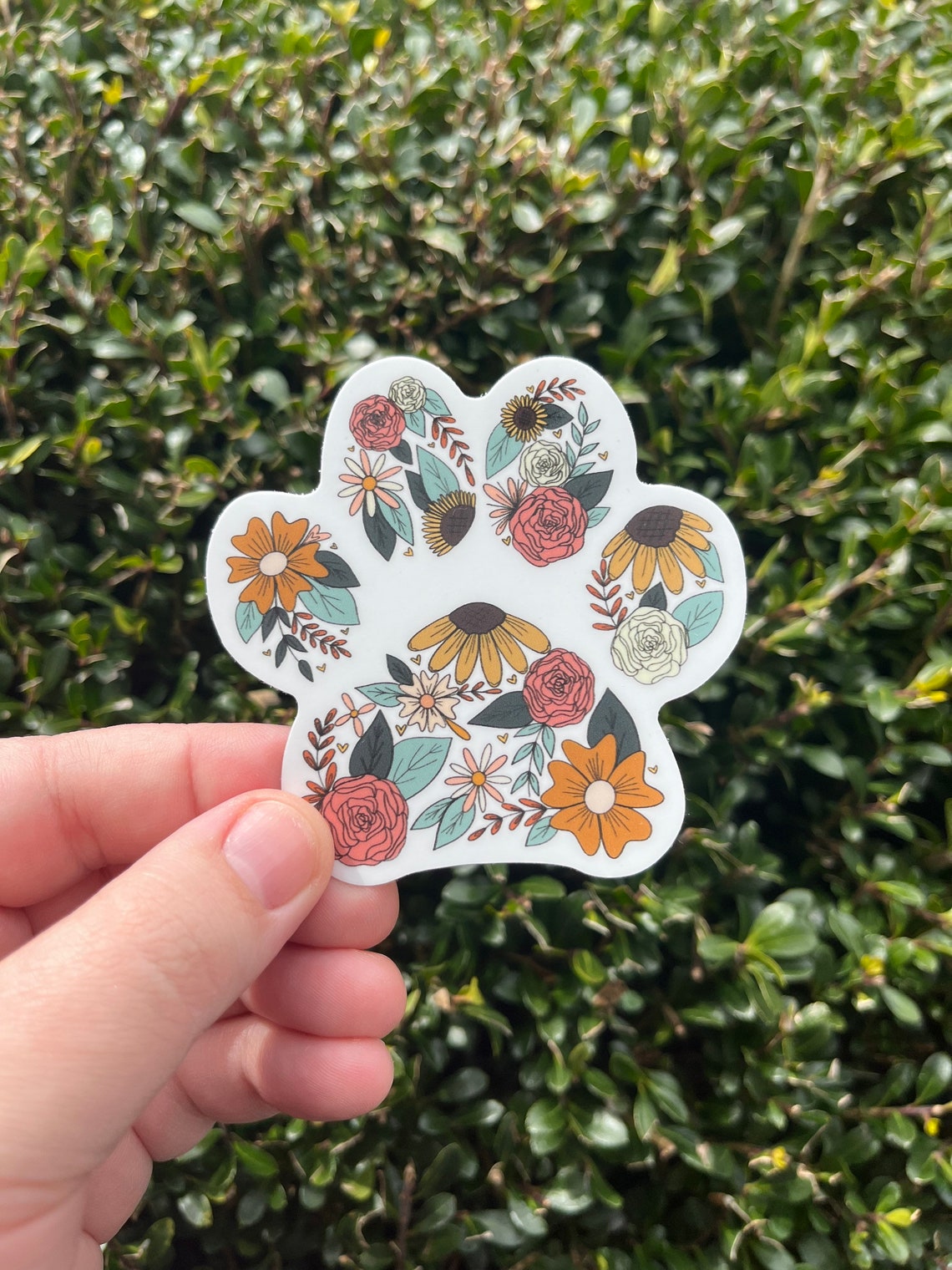 Floral Paw Print Vinyl Sticker Dog Sticker Cat Sticker Pet | Etsy